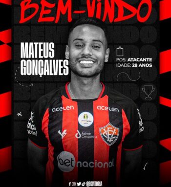 Vitória anuncia a contratação do atacante Mateus Gonçalves